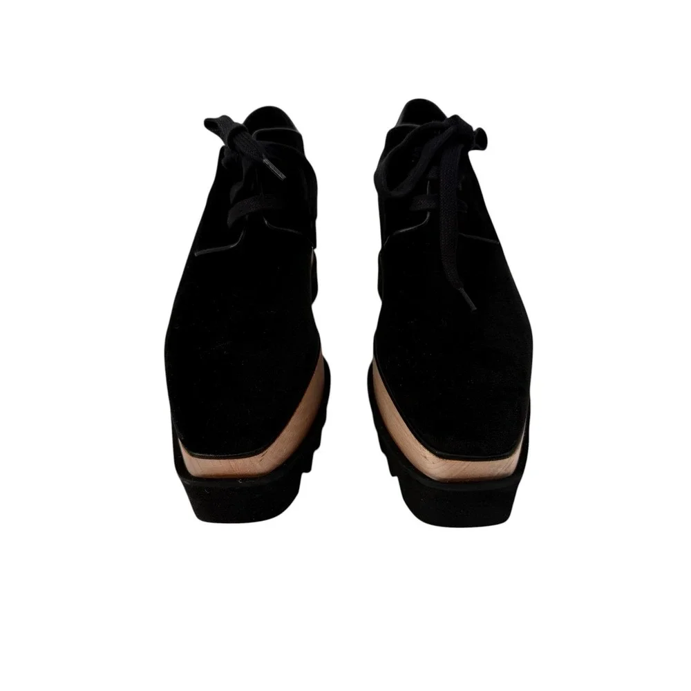 New! Stella McCartney Elyse Velvet Platform Brogues Black‎ Size 39.5 US 9 9.5
